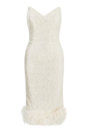 Strapless Sequin-Embellished Midi Dress