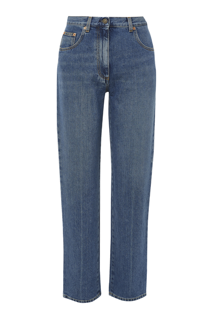 '80s Fit Denim Pants With Horsebit Details