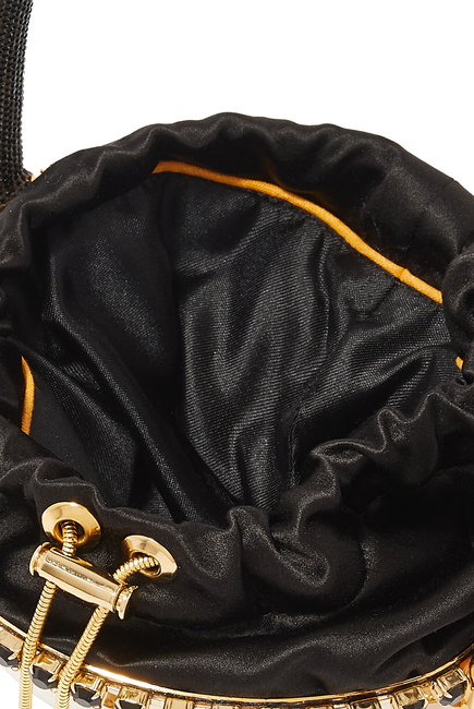 Favilla Crystal-Embellished Gold-Tone and Satin Bucket Bag