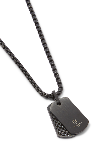 Black IP Plated Stainless Steel RT Elements Dog Tag Necklace