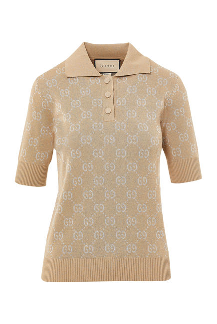 Lamé GG Jacquard Knit Polo