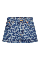 Denim Jacquard Shorts