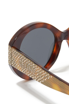 Bold 3 Dot Embellished Round Sunglasses