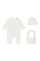 Baby Romper Bib Bonnet Set