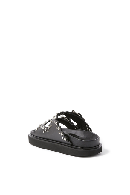 Lennya Flat Sandals in Studded Leather