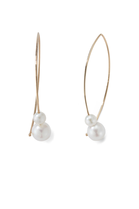 Medium Double Pearl Open Marquis Earrings