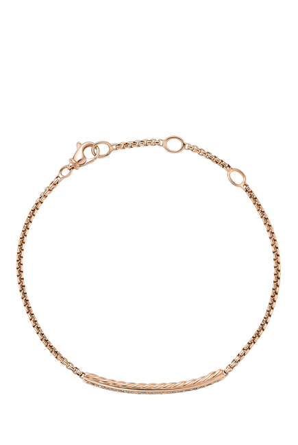 Petit Pave Bar Bracelet, 18K Rose Gold & Cognac Diamonds