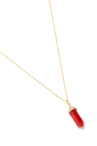 Small Vertical Chakra Necklace, 18k Yellow Gold with Diamonds & Red Carnelian