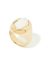 Sybil Ring, 18k Gold-Plated Brass & Mother of Pearl