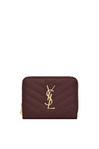 Monogram Compact Zip Around Wallet in Grain de Poudre Embossed Leather