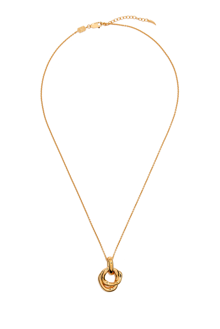 Molten Twisted Double Pendant Necklace, 18k Gold Plated Brass