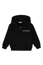 Black Logo Zip Hooded Cardigan