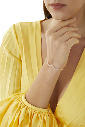 Wave Bracelet, 18k White Gold & Diamond