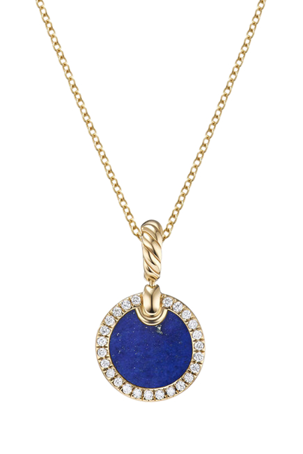 Petite DY Elements Pendant Necklace, 18K Yellow Gold With Lapis And Diamonds