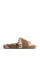 Furry Slide Sandals Allover Logo