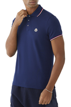 Tri-Color Stripe Logo Patch Polo Shirt