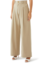 Wallen Wide Leg Cotton Suit Trousers