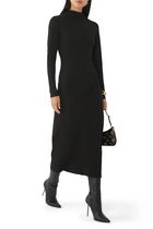 Turtle Neck Ruched Maxi Dress