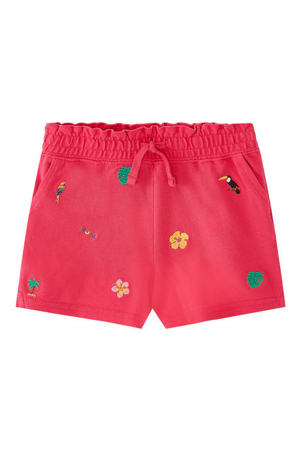 Kids Embroidered Cotton Shorts