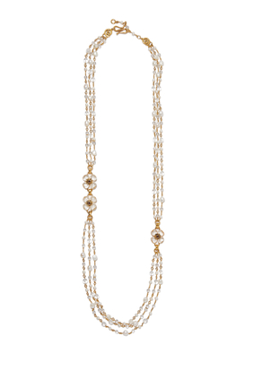 Trefle Long Necklace, 24k Gold-Plated Brass & Pearl