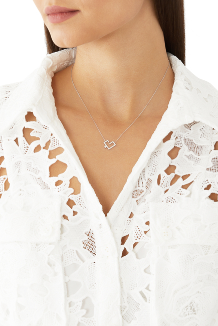 Hubb Heart Necklace, 18k White Gold & Diamond