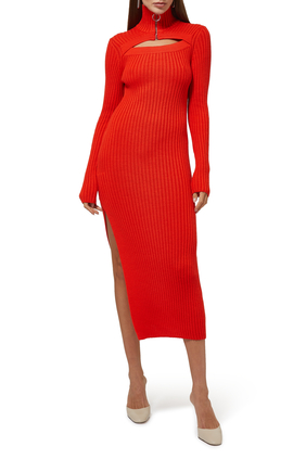 Cut-Out Knitted Dress