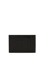 Uptown Card Case In Crocodile-Embossed Leather