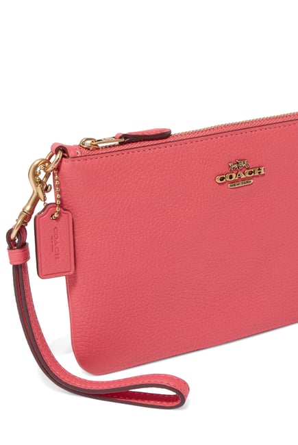 Coach Wristlet Small Wallet Pebbled Leather Watermelon 22952 Bag NEW