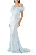 Off Shoulder Feather Gown