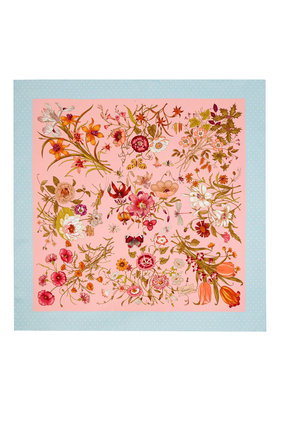 Flora Print Silk Scarf
