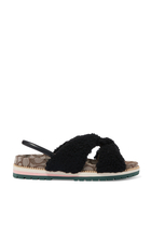 Tally Shearling Sandals in Signature Jacquard