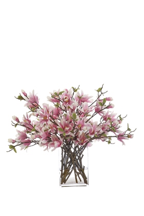 Magnolia in Rectangular Glass Vase