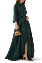 Mettalic Jacquard Shirtdress Gown