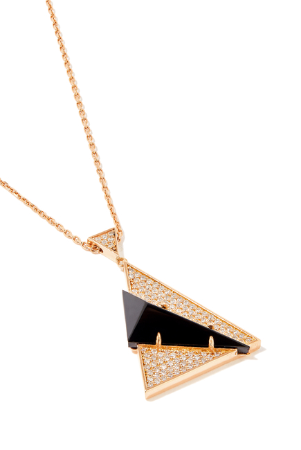 Neutra Aztec Pendant Necklace, 18k Mixed Gold, Diamonds & Black Onyx