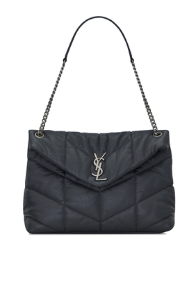 Loulou Puffer Medium Bag in Quilted Crinkled Matte Leather
