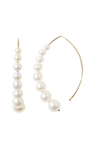 Cascading Pearl Marquis Hoop Earrings, 14k Yellow Gold & Freshwater Pearl