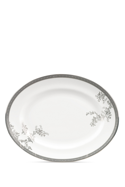 Vera Wang Lace Platinum Oval Dish 35cm