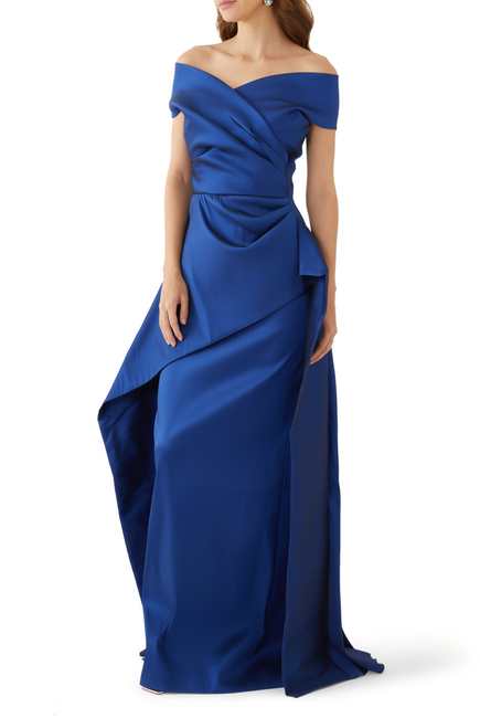 Off Shoulder Stretch Gazar Gown