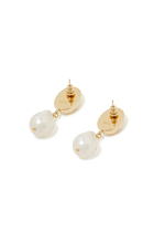 Sybil Drop Earrings, 18k Gold-Plated Brass & Mother of Pearl