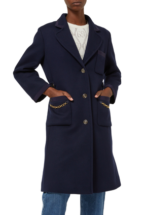 Wool Coat With GG Chains