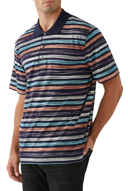 Space-Dyed Striped Cotton Polo Shirt