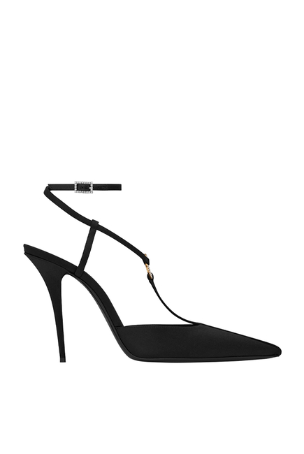 Saint Laurent Women's Luna Pointed Toe Simulated Pearl High Heel