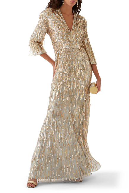 Oscar Sequin-Embellished Gown