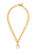 Gemma Necklace, 24k Yellow Gold-Plated Brass & Pearl