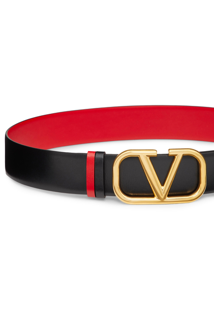 V Logo Buckle Belt