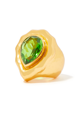 Paulina Ring, 24k Gold-Plated Brass & Green Peridot Quartz