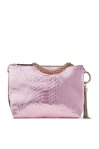 Callie Clutch  Metallic Snake-effect Leather Bag