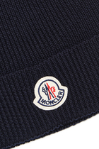 Logo Rib Knit Wool Beanie