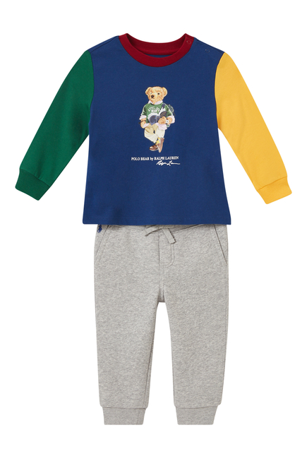Buy Polo Ralph Lauren BB COLORBLOCK SWEATSHIRT W/ BEAR ILLUSTRATION +  SWEATPANTS PLAIN:Multi Colour:9M for Boy | Bloomingdale's Kuwait