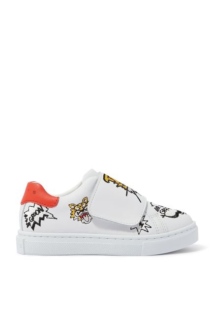 Kids Logo Patch Leather Sneakers